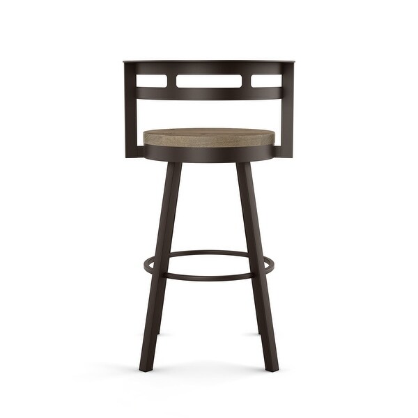 Amisco Vector Swivel Counter Stool with Distressed Wood Seat