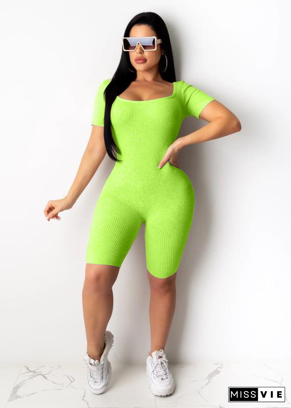 Sexy Backless Solid Color Short Sleeves Onesies Romper