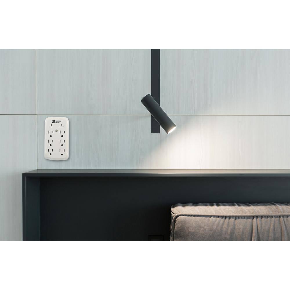 Commercial Electric 6-Outlet Wall Mounted Surge Protector White YLCT-30