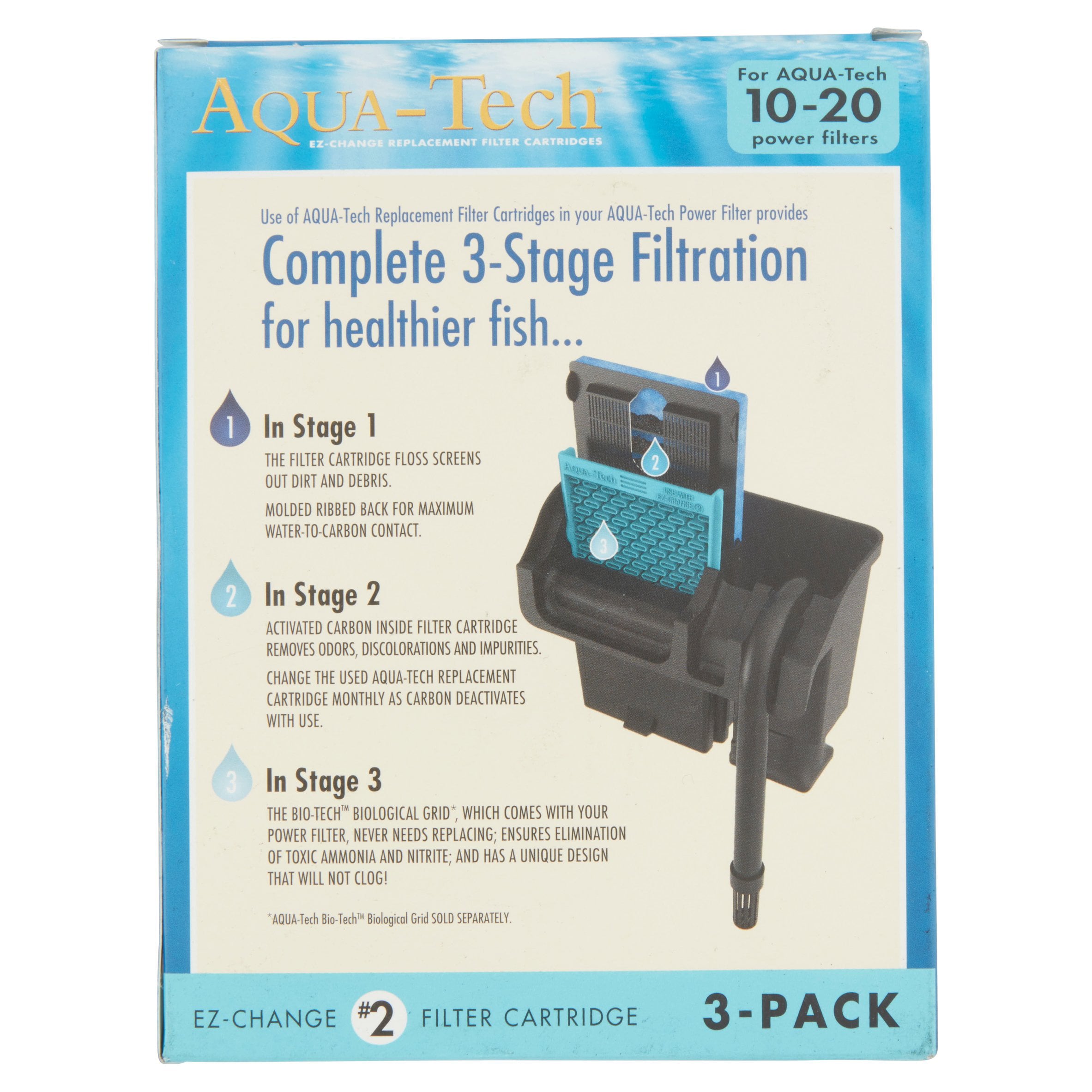 Aqua-Tech EZ-Change Aquarium Filter Cartridge for 10-20G Filters， 3pk