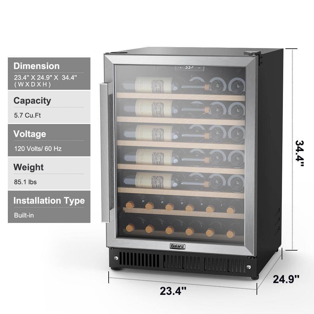 Galanz 24 in. 47-Bottle Wine Cooler in Stainless Steel with Electrical Temperature Control GLW57MS2B16