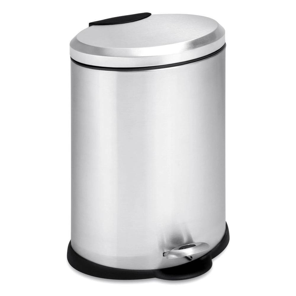 Honey-Can-Do 3 Gal. Stainless Steel Oval Step-On Touchless Trash Can TRS-01447