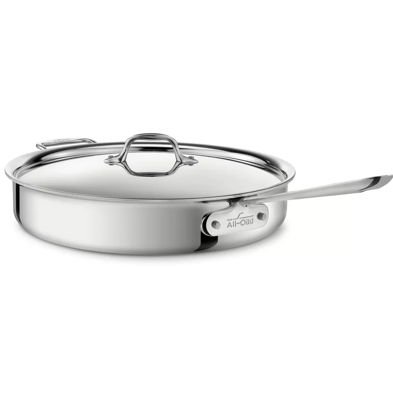 All-Clad 4406 Stainless Steel 3-Ply Bonded Dishwasher Safe Saute Pan with Lid Cookware， 6-Quart， Silver