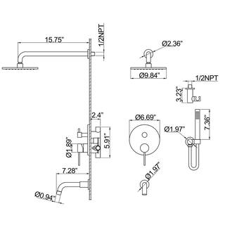 Maincraft Single Handle 3-Spray Tub and Shower Faucet 4.4 GPM with 10 in. Shower Head in Brushed Gold (Valve Included) HKSS30