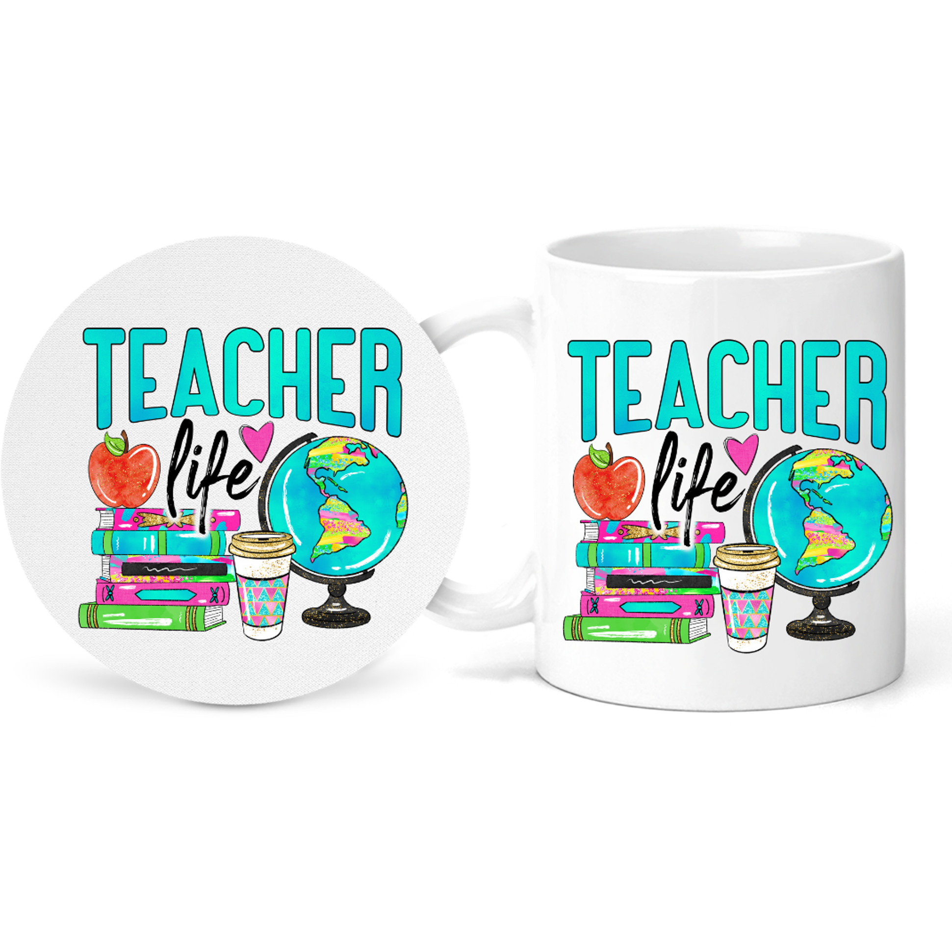 Teacher Life Appreciation Inspirational Gift Mug and Coaster Set