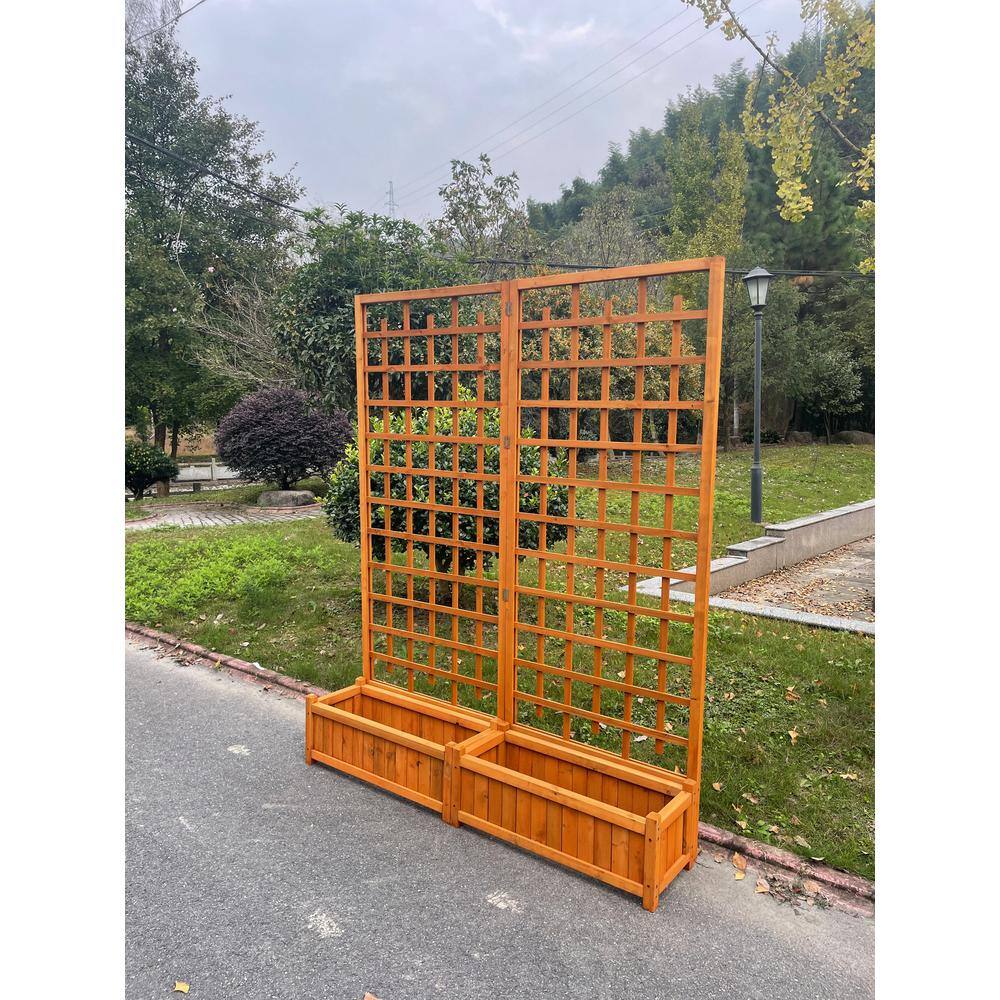 Ejoy 64 in. x 80 in. x 12 in. Solid Wood Garden Trellis with Planter Box TrellisWithPlanter_32x80x12_Combo