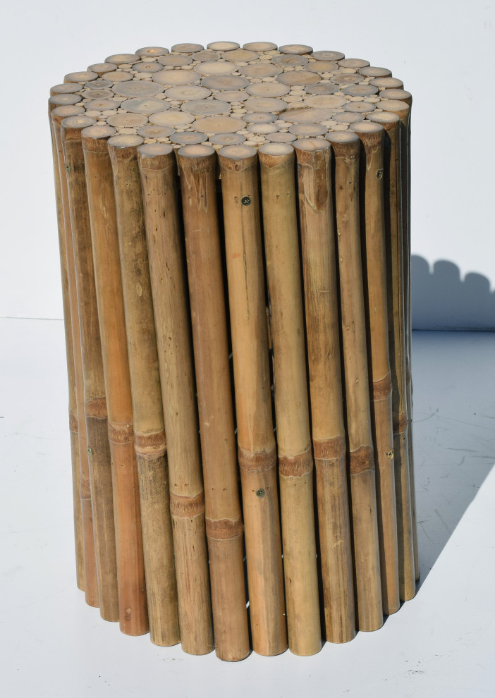 Rustic Round Bamboo End Table  Stool   Asian   Side Tables And End Tables   by bamboo54  Houzz