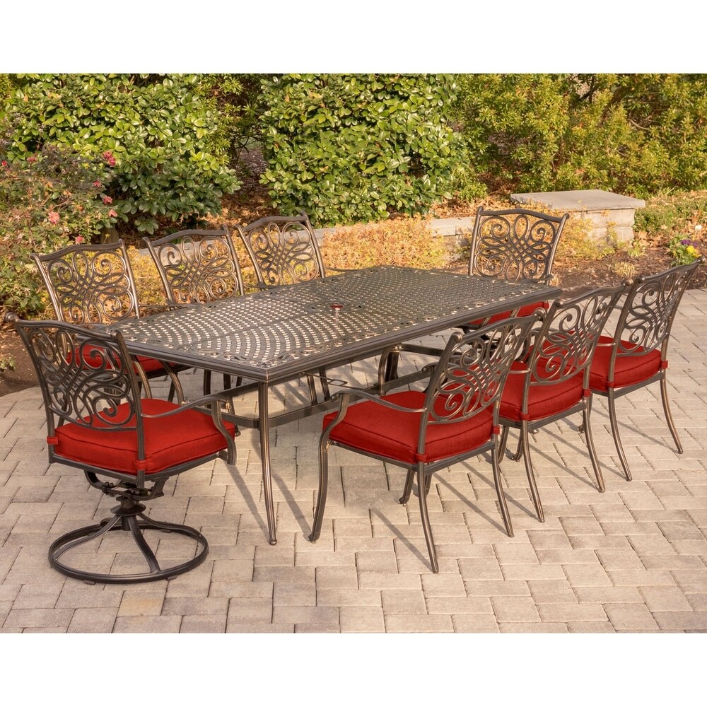 Hanover Traditions 9 Piece Dining Set in Red