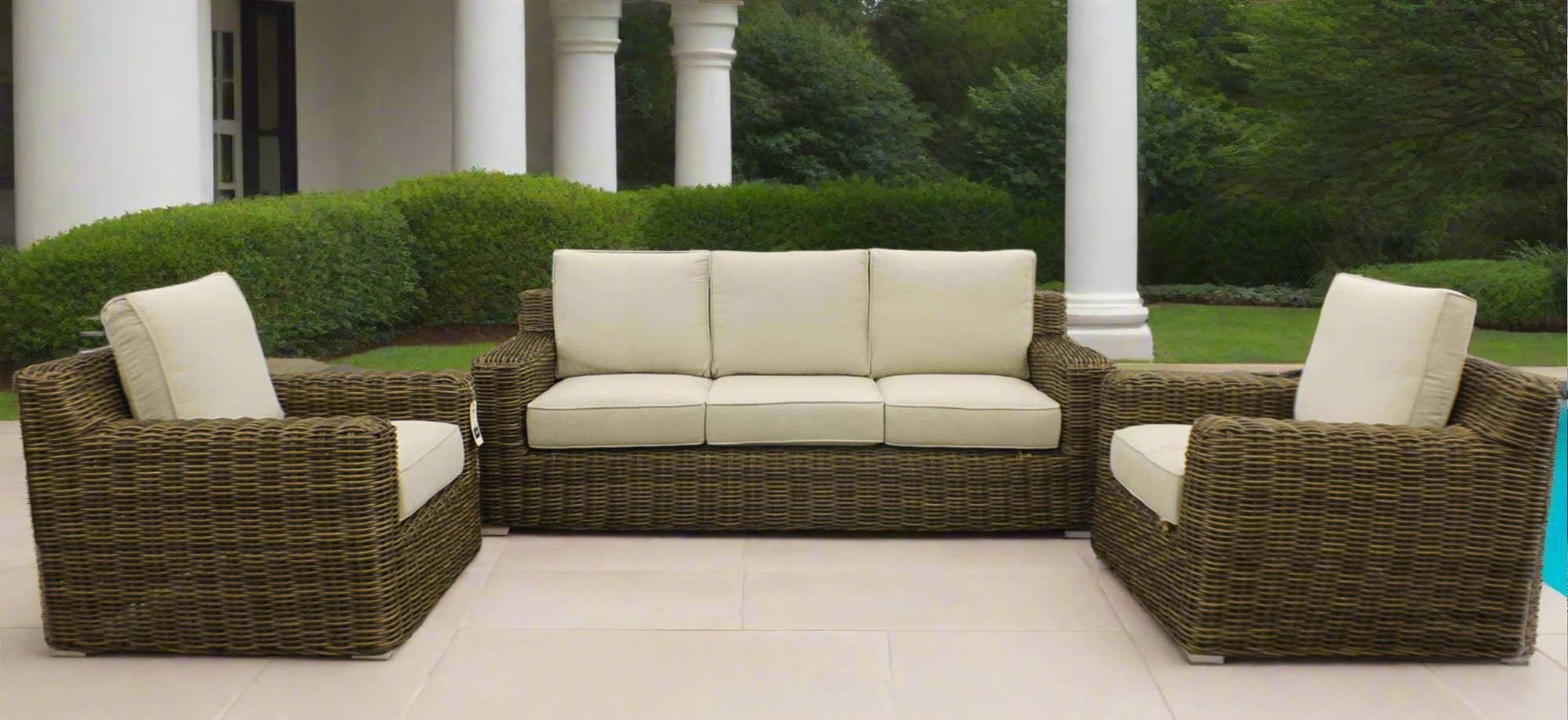 Carmel Brown 3pc Outdoor Seating Set with LUX Heavy Weave