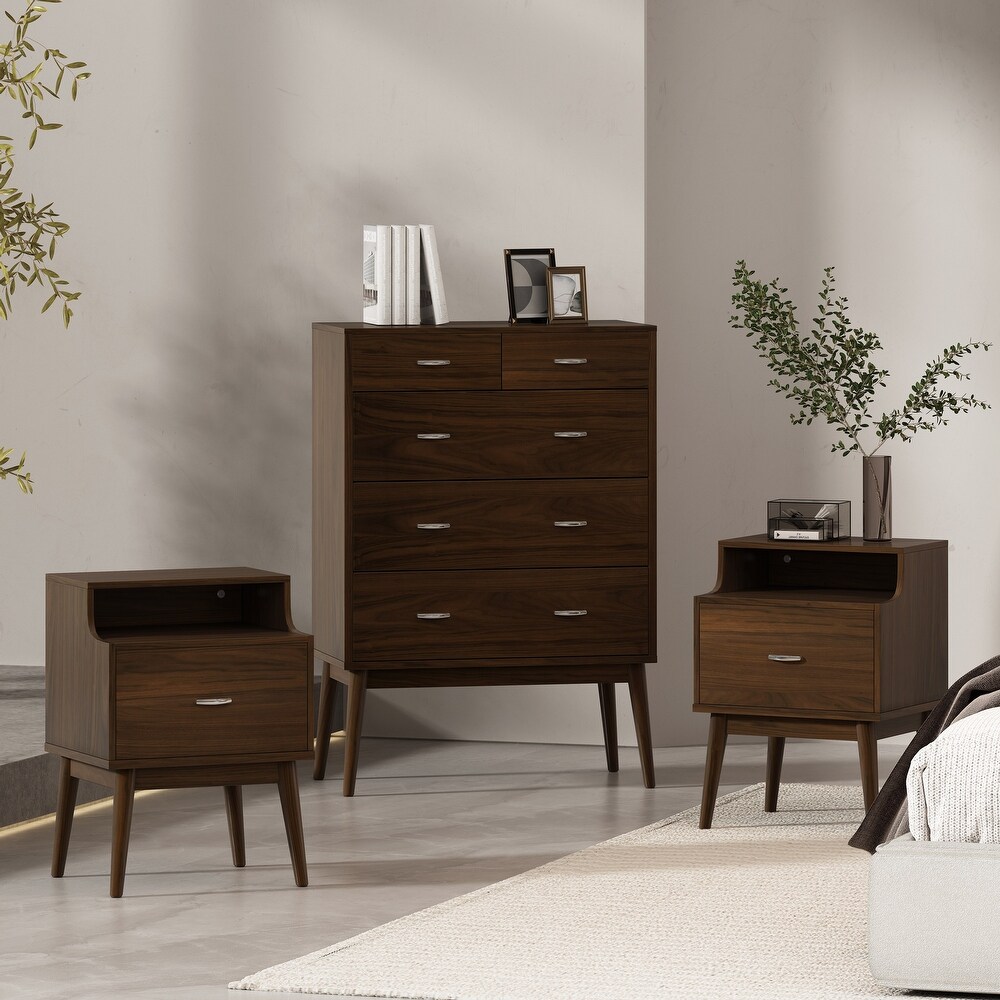 Curtisian 3 Piece 5 Drawer Dresser and Nightstand Bedroom Set by Christopher Knight Home