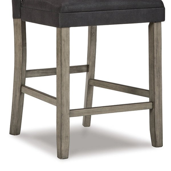 26 Inch Brown Counter Height Stool， Set of 2， Dark Brown Faux Leather Seat