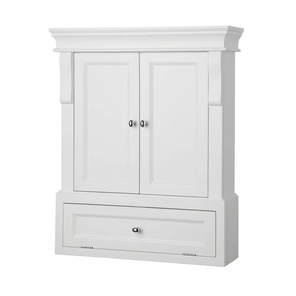 Home Decorators Collection Naples 2612 in W x 3234 in H x 8 in D Bathroom Storage Wall Cabinet in White