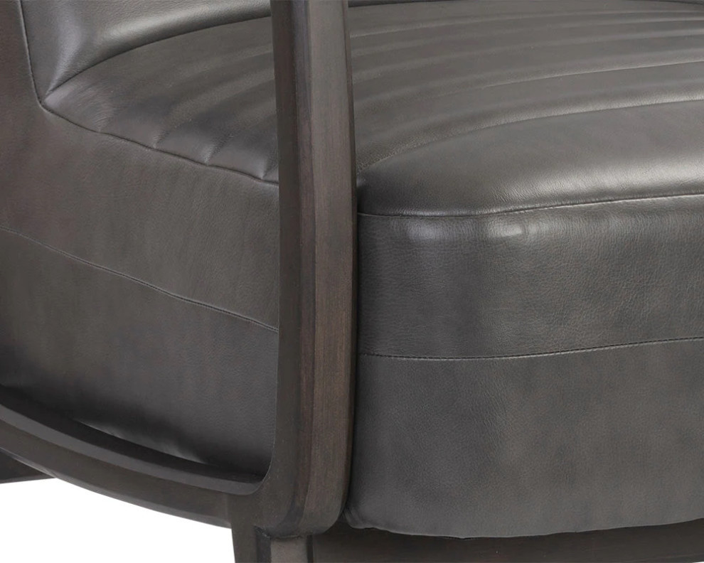 Saveria Lounge Chair  Brentwood Charcoal Leather   Contemporary   Indoor Chaise Lounge Chairs   by Virgil Stanis Design  Houzz