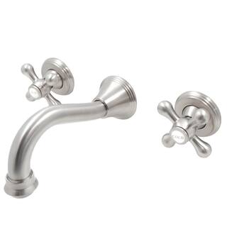 Novatto RIA Two Handle Wall Mount Bathroom Faucet in Brushed Nickel NBF-W03BN