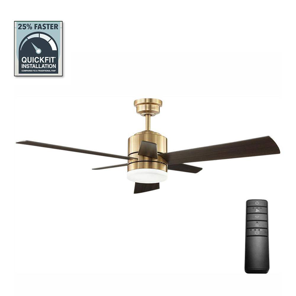 Home Decorators Collection Hexton 52 in. Indoor Integrated LED Brushed Gold Ceiling Fan with Light Kit Remote Control and 6 Reversible Blades 56024