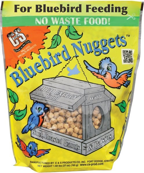 CandS No Melt and No Waste Bluebird Nuggets Bird Food， 27-oz bag