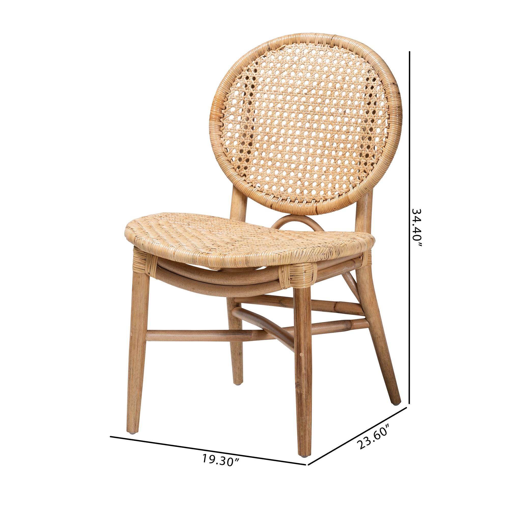 Baxton Studio Osaka Modern Bohemian Natural Brown Rattan Dining Chair