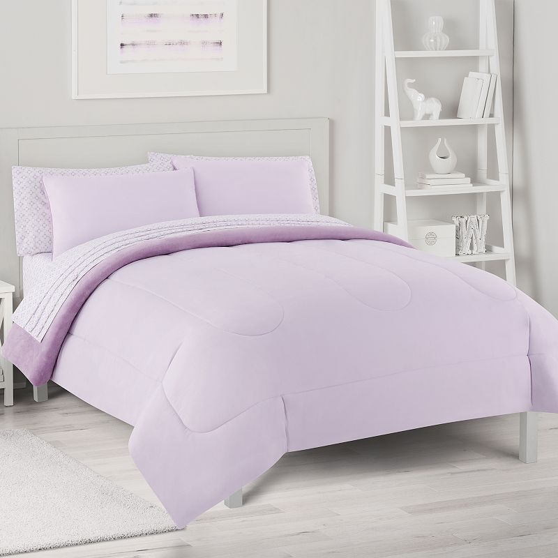 The Big One? Lavender Plush Reversible Comforter Set with Sheets