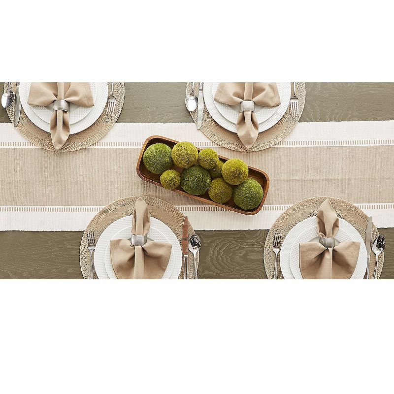 13 x 108 Beige and Brown Dobby Striped Rectangular Table Runner