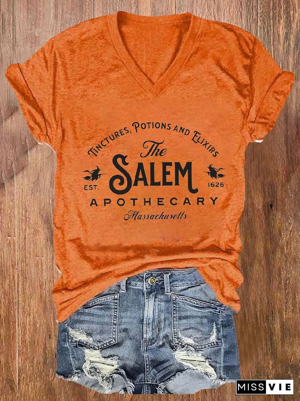 Women'S Halloween Salem Massachusetts Print T-Shirt