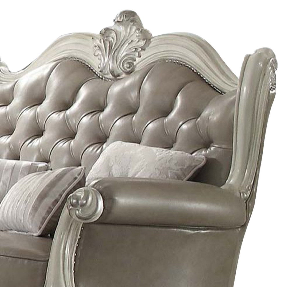 Benzara BM269042 Loveseat With Curved Scroll Back and Nailhead Trim  Gray   Victorian   Loveseats   by Uber Bazaar  Houzz