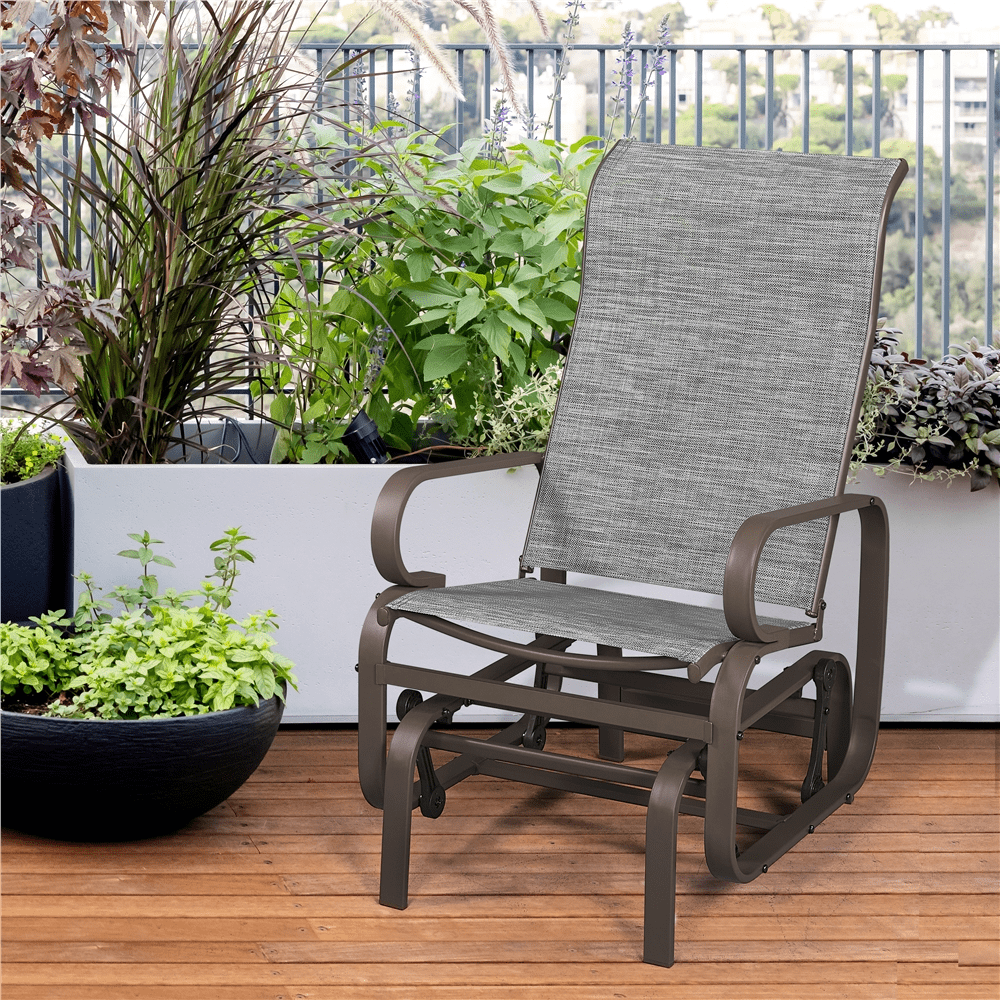 Yaheetech Porch Glider Chair w/Texteline Fabric and Steel Construction for Outdoor, Gray