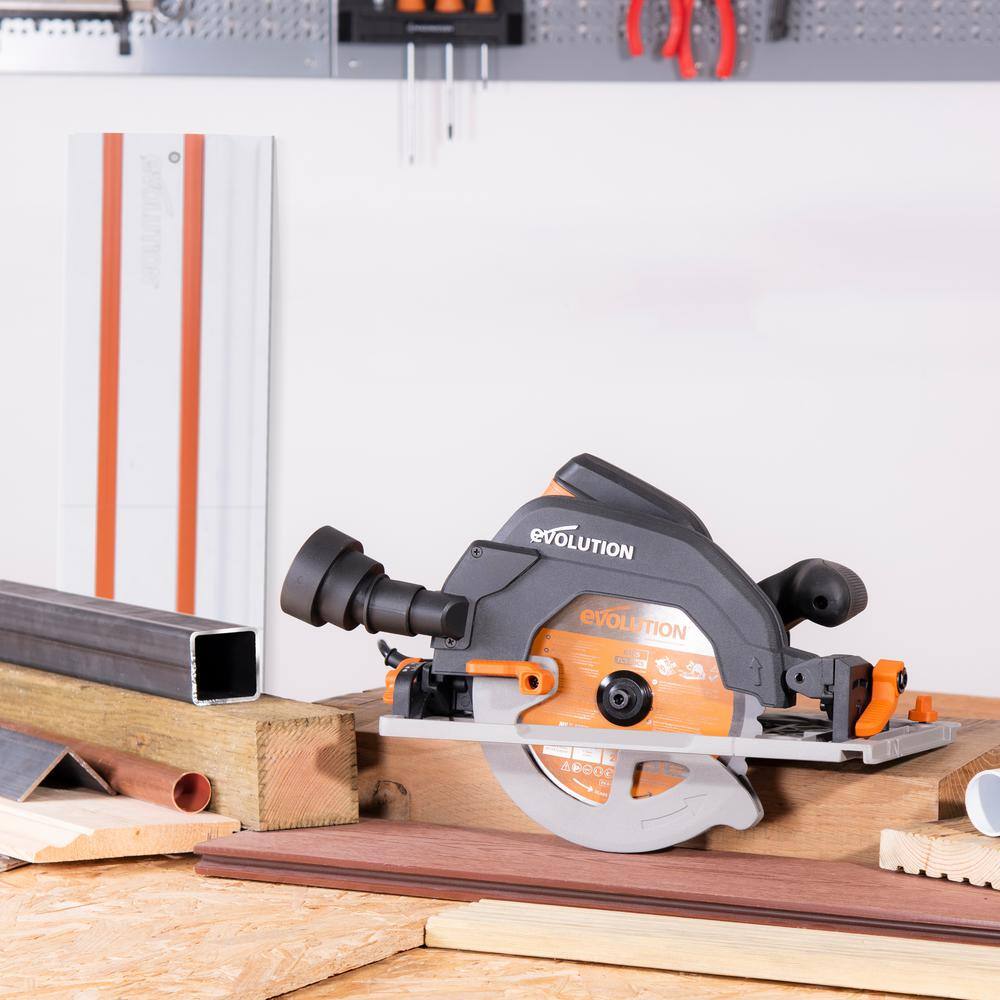 Evolution Power Tools 15 Amp 7-14 in. Circular Track Saw Kit with 40 in. Track Electric Brake and Multi-Material Blade R185CCSX