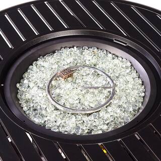 Oakland Living 44 in. Round Aluminum Outdoor Propane Fire Table with Fire Beads Lid and Covers in Copper HDITALY-FPT-AC