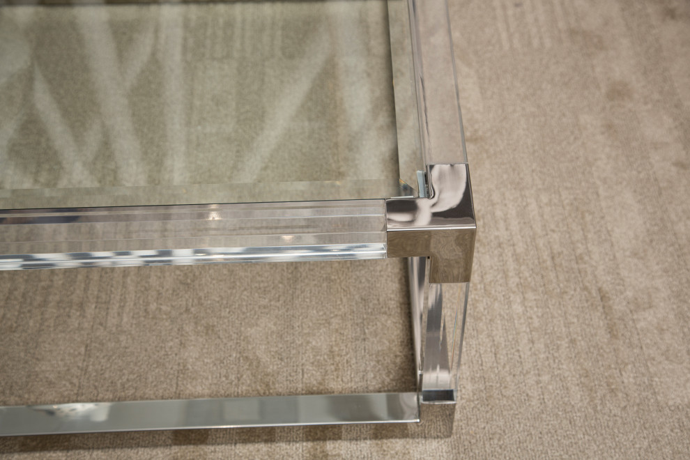 State St. Rectangular Cocktail Table   Glass/Stainless Steel   Contemporary   Coffee Tables   by HedgeApple  Houzz