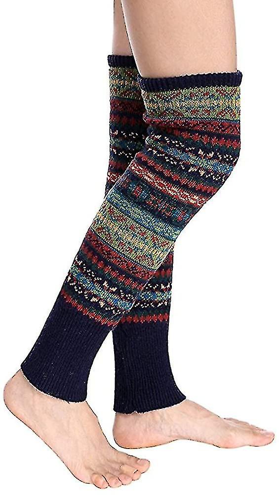 Women Knee High Socks Winter Bohemian Boot Cuffs Knit Crochet Leg Warmers