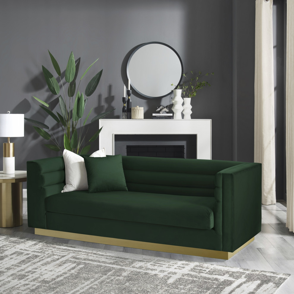 Inspired Home Mathis Sofa  Upholstered   Velvet   Contemporary   Sofas   by Inspired Home  Houzz