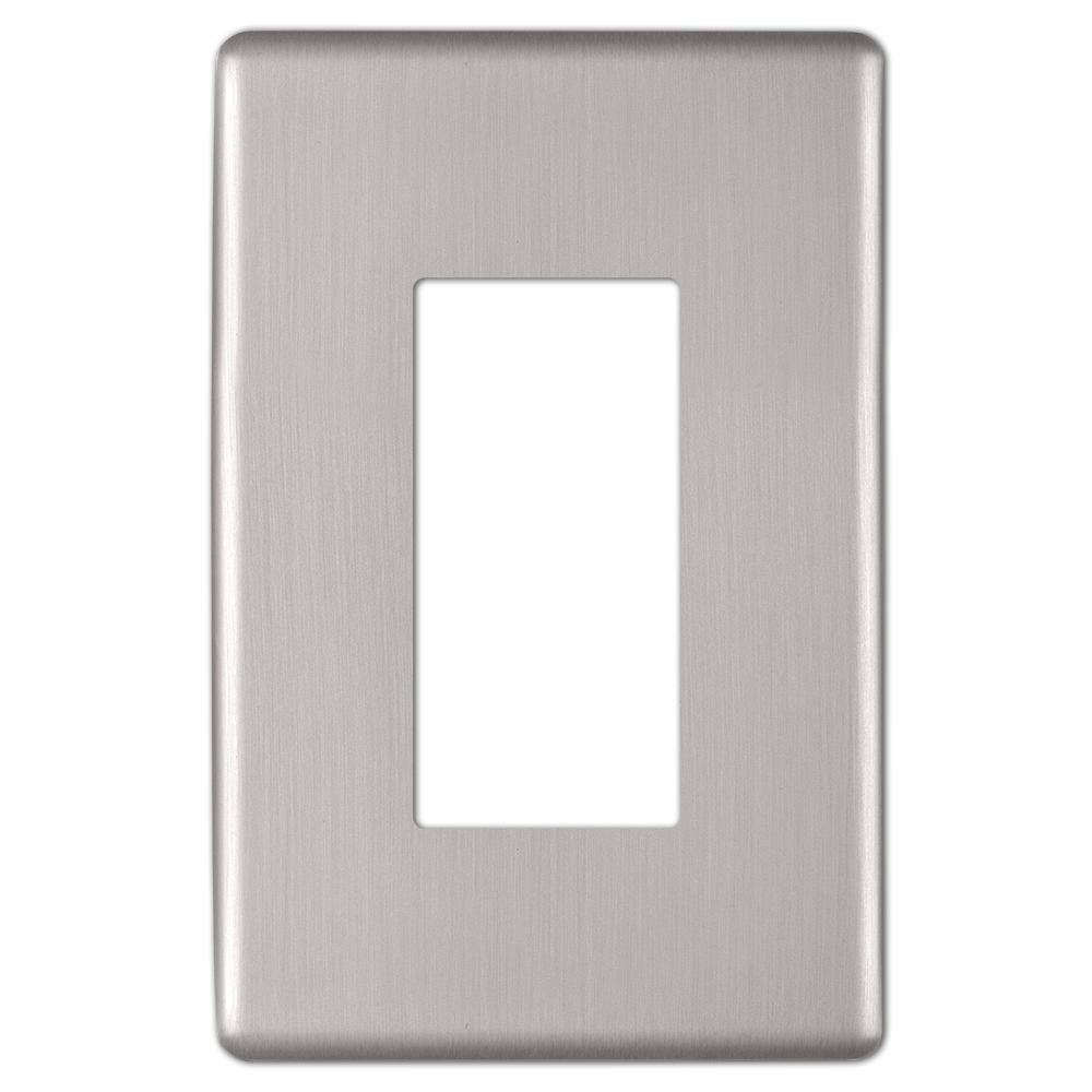 Hampton Bay Kentley Screwless 1-Gang DecoratorRocker Steel Wall Plate - Brushed Nickel (4-Pack) 140RBNHBX