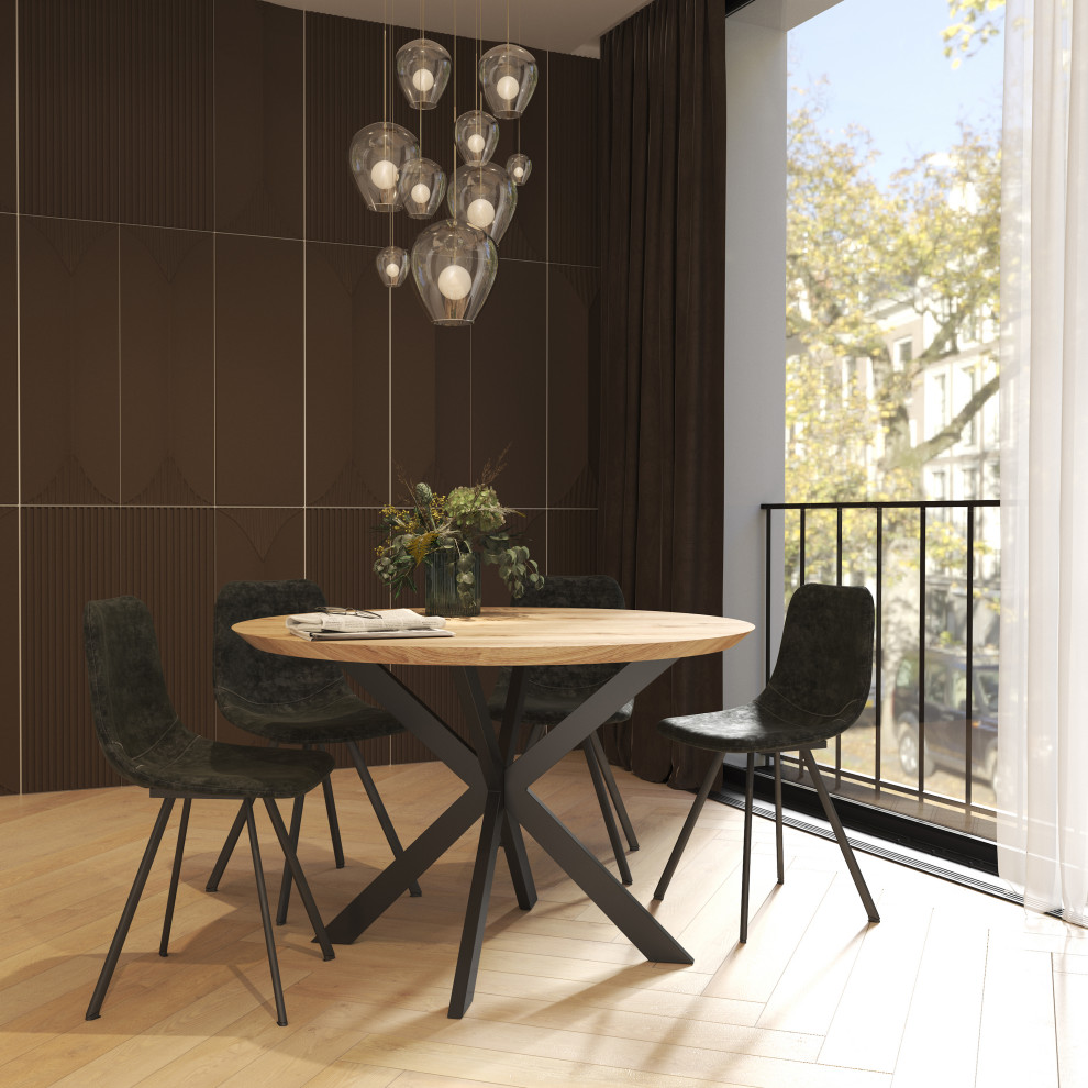 Markley Modern Leather Dining Chair With Metal Legs   Transitional   Dining Chairs   by LeisureMod  Houzz