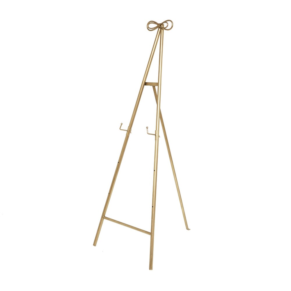 Gold Metal Tall Adjustable Display Stand Easel with Bow Top