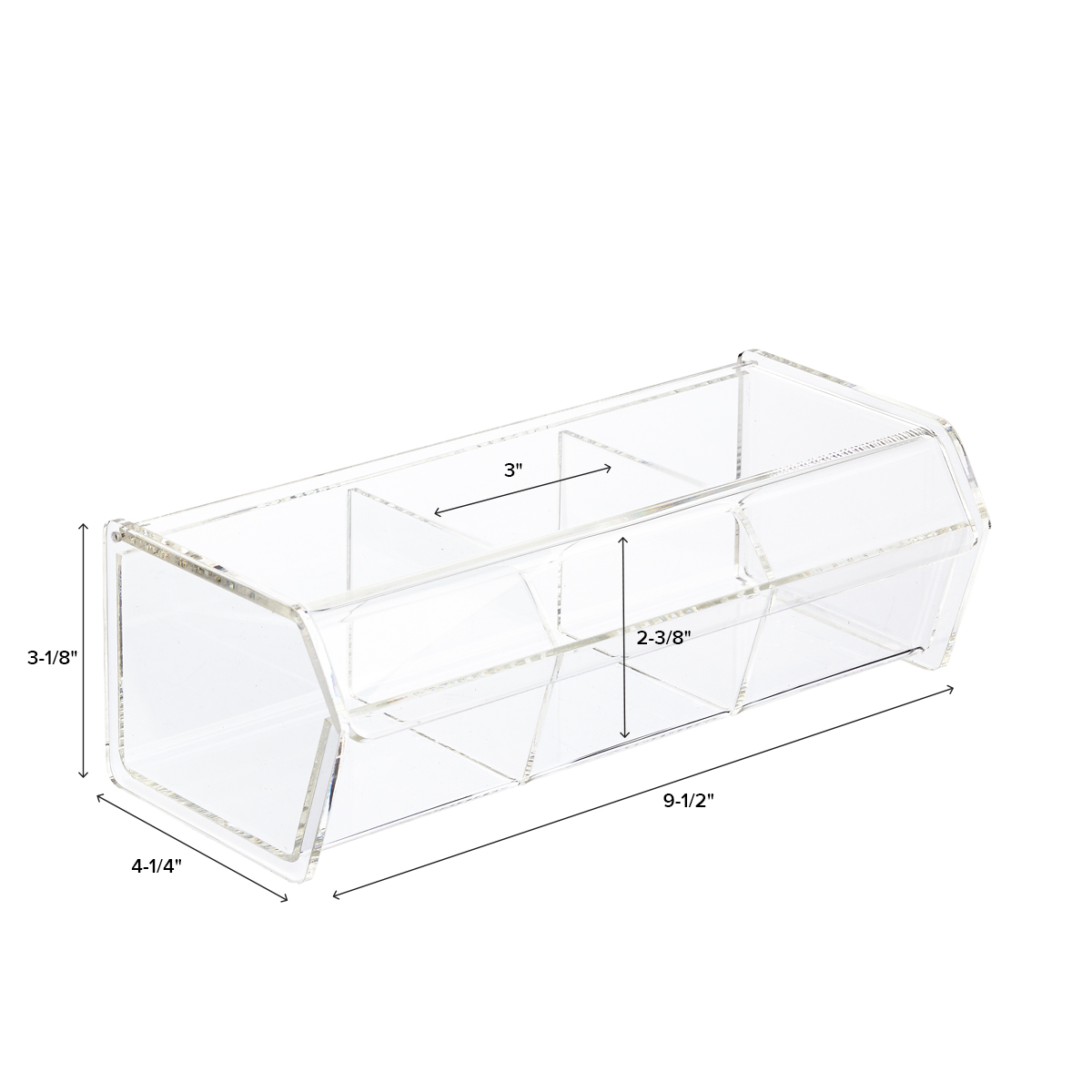 3Section Acrylic HingedLid Box