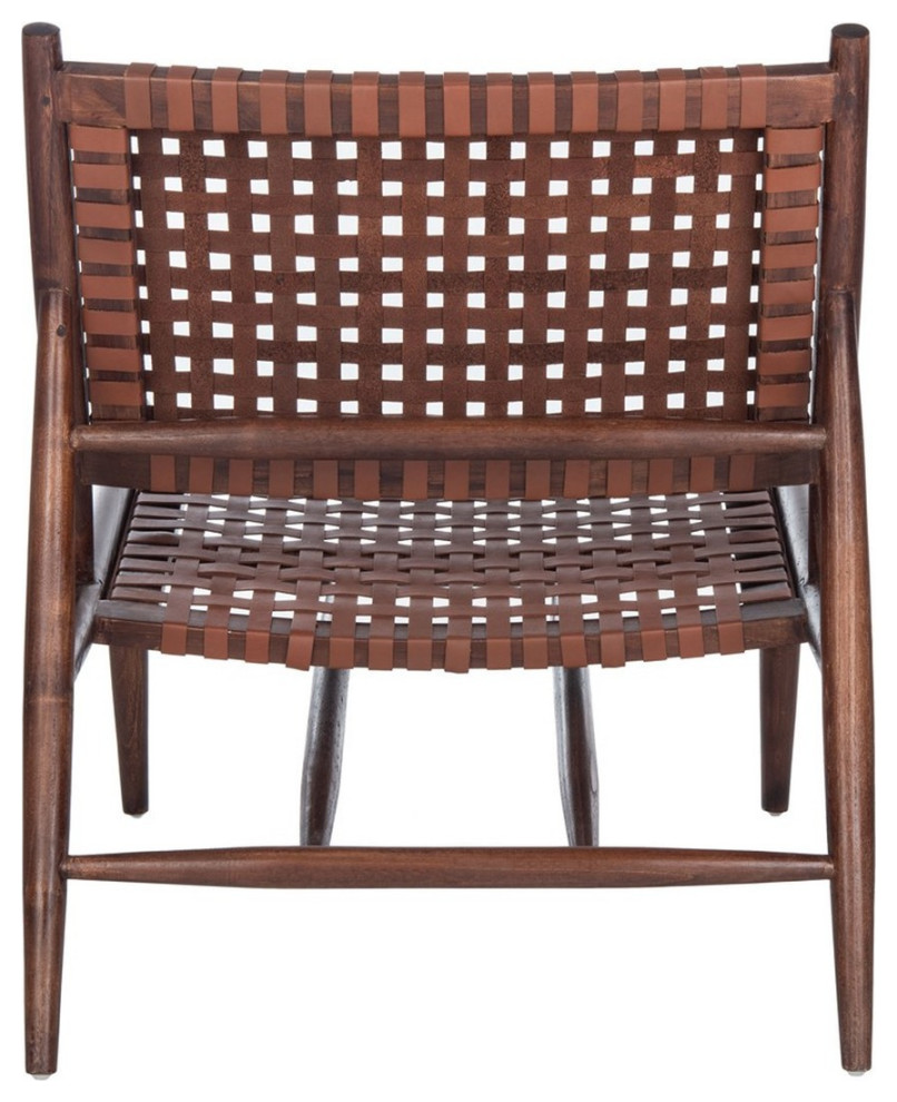 Leil Leather Woven Arm Chair  Brown/Cognac   Midcentury   Armchairs And Accent Chairs   by Rustic Home Furniture Deco  Houzz