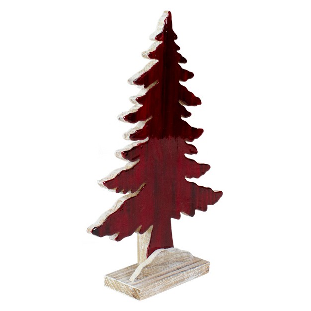 Red And White Stained Forest Tree Christmas Tabletop Decor