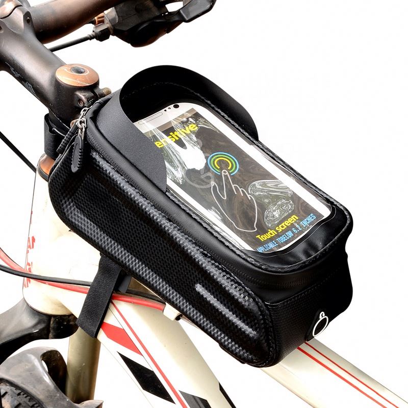 OEM Waterproof 6.5' Cycling Bicycle Front Bag Tube Pannier Touch Screen Bike Frame Bag for Cell Phone