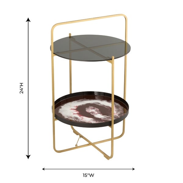 Enamel Plum and White Side Table