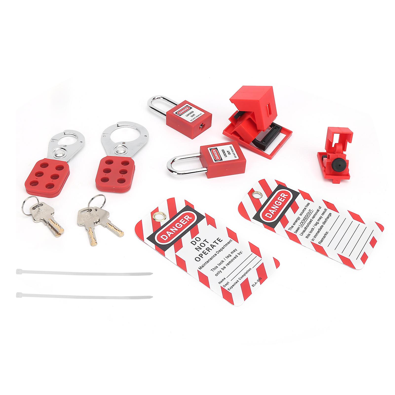 Lockout Tagout Kit Multifunctional With Hasp Warning Tag Safety Red Padlock Portable