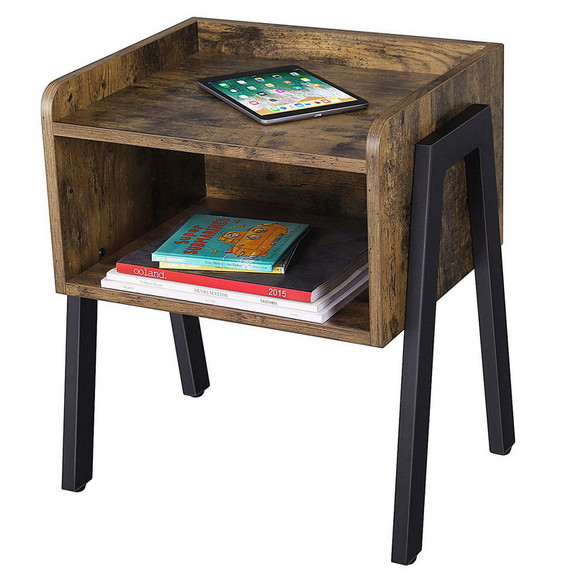 Benzara BM193918 Wooden Stackable End Table with I...