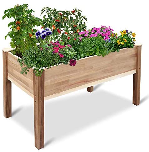 Jumbl Raised Canadian Cedar Garden Bed | Elevated Wood Planter for Growing Fresh Herbs, Vegetables, Flowers, Succulents & Other Plants at Home | Great for Outdoor Patio, Deck, Balcony