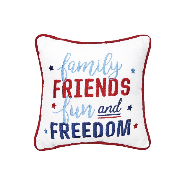 C amp f Home Family Friends amp Freedom July 4th Embroidered Pillow