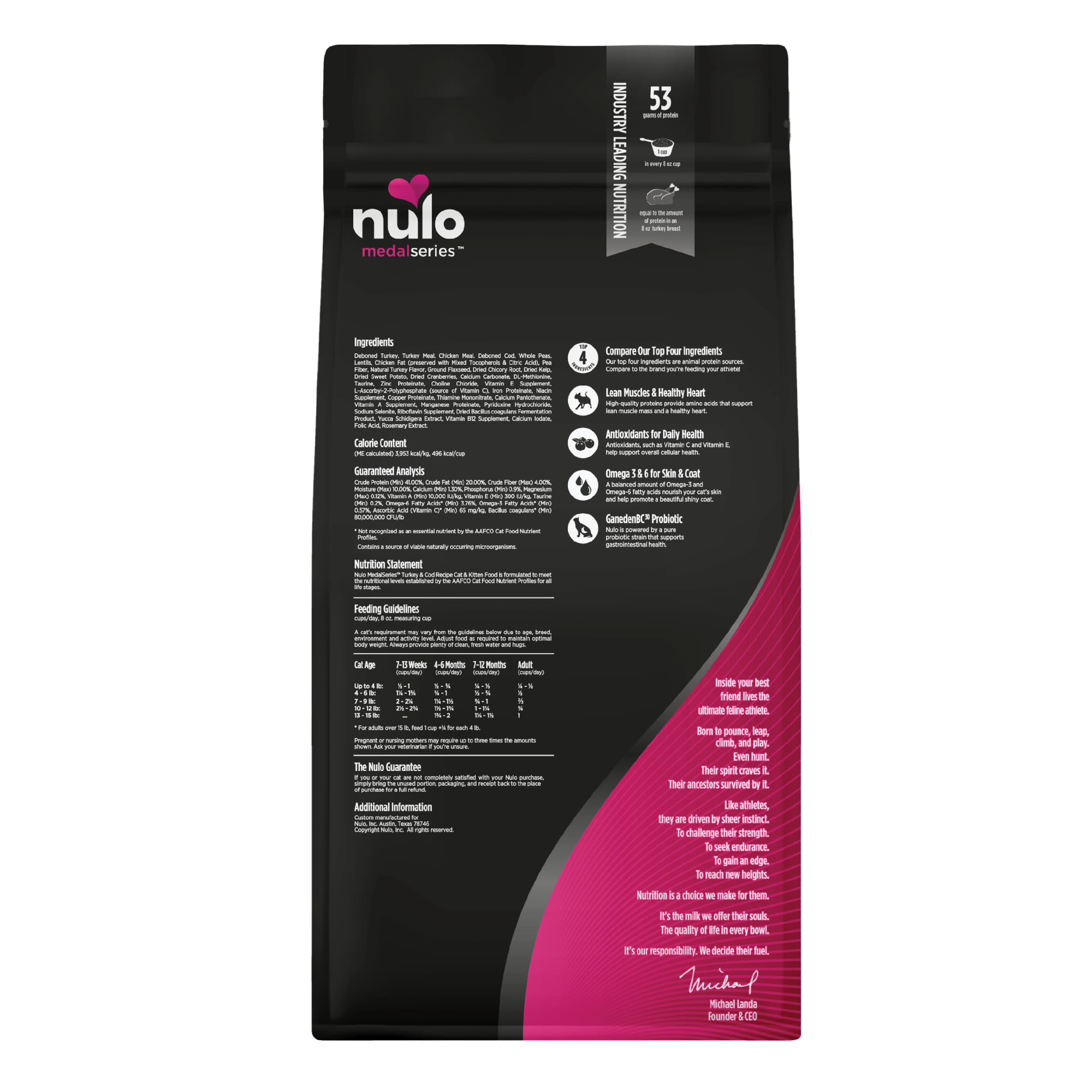 NULO MedalSeries Grain-Free Turkey amp; Cod Dry Cat amp; Kitten Food， 12 lbs.