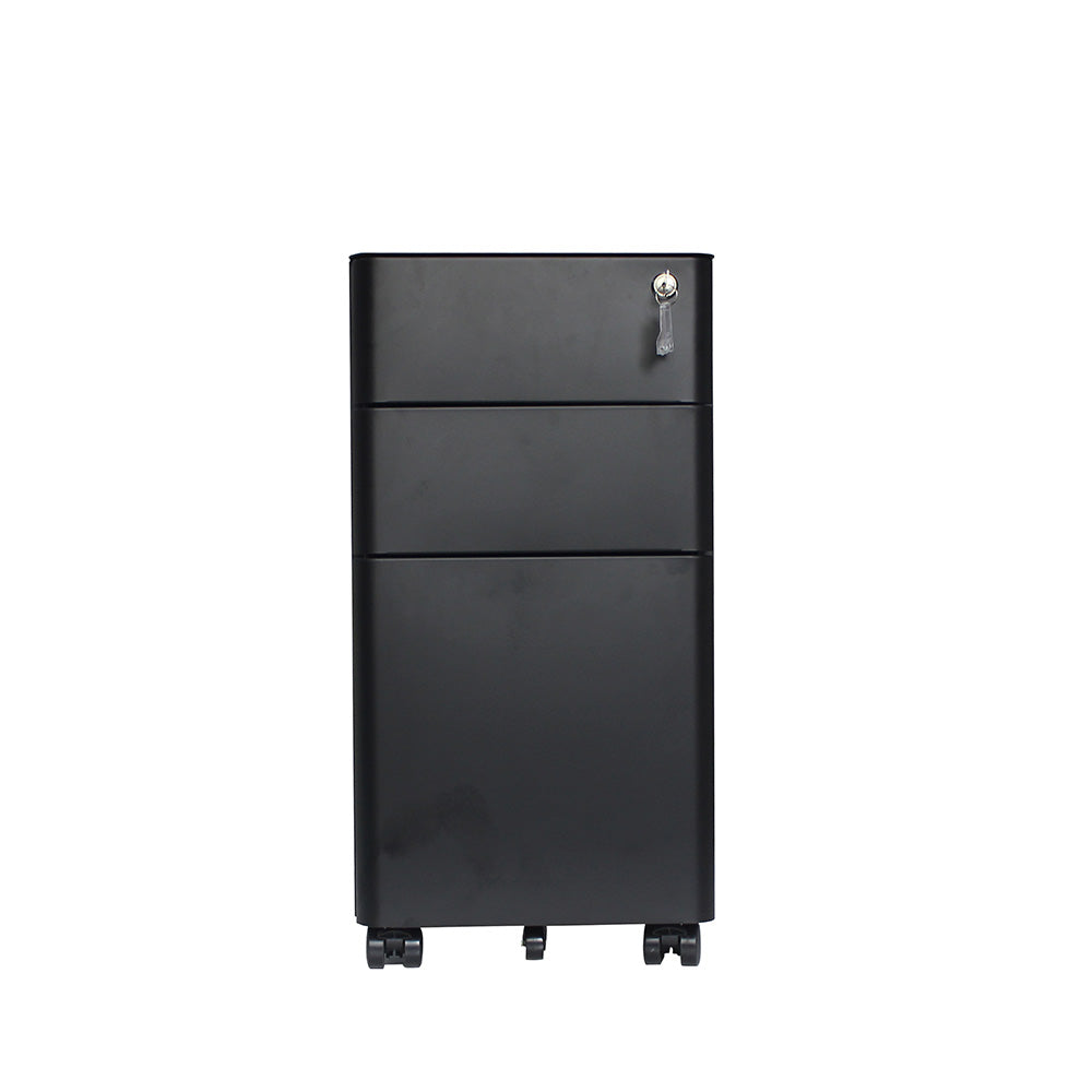 MARLO 3 Drawer Slim Mobile Cabinet - Black