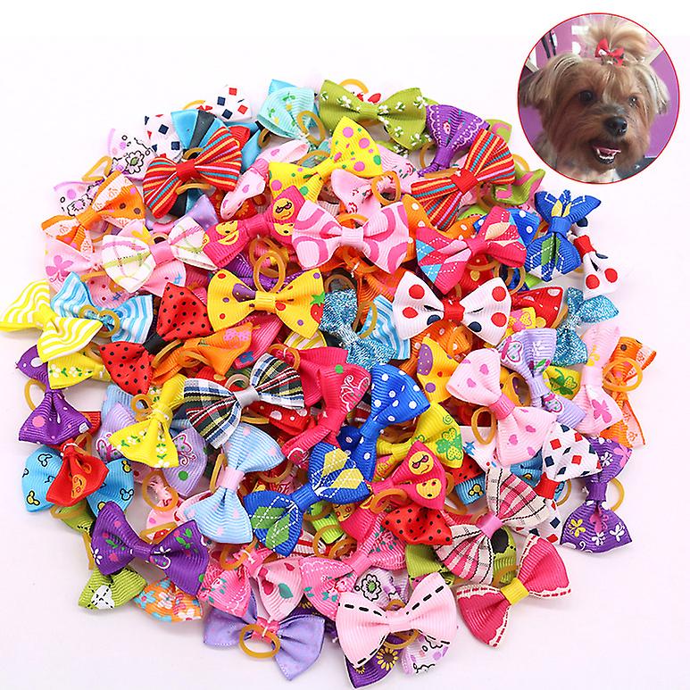 10 Pcs Dog Small Hair Bows With Rubber Bands-pet Hair Accessories For Girl Puppy Small Dogs (rubber Band)