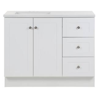 Glacier Bay Bannister 42.50 in. W x 18.75 in. D x 35.14 in. H Bath Vanity in White with White Top BA42P2-WH