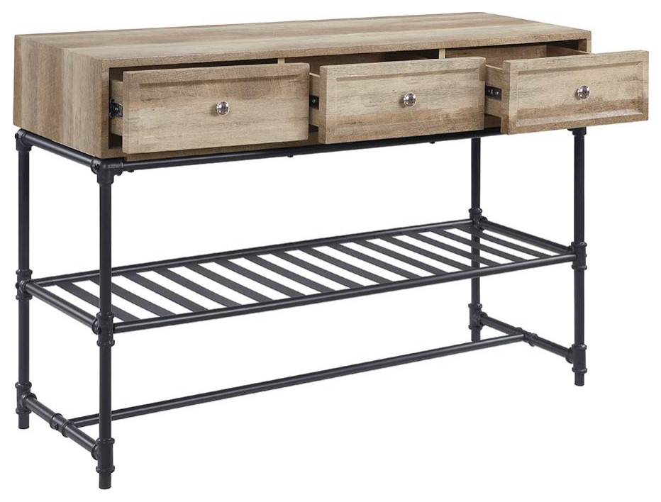 Acme Brantley sofa Table Oak and Sandy Black Finish LV00750   Industrial   Console Tables   by AMOC  Houzz