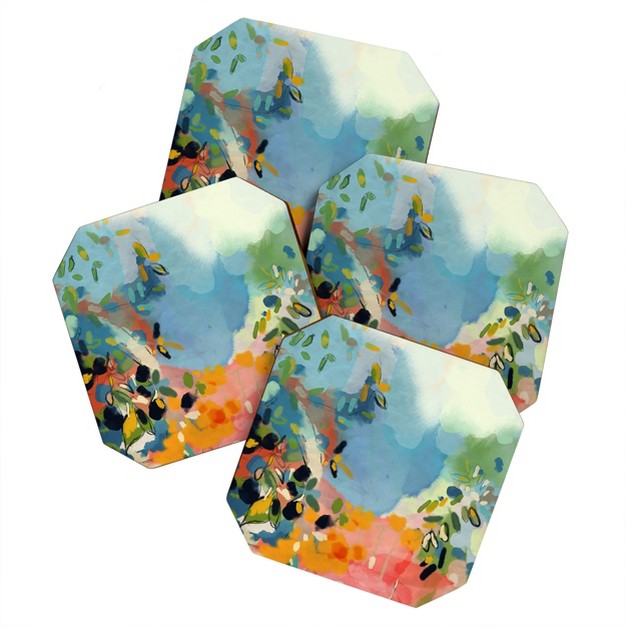 Lunetricotee Garden With Sea View And Olive Tree Set Of 4 Coasters Deny Designs