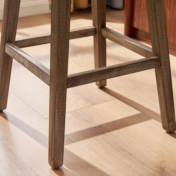 Solid Wood Legs Backrest Pull Point Trapezoidal Bar Stool - N/A